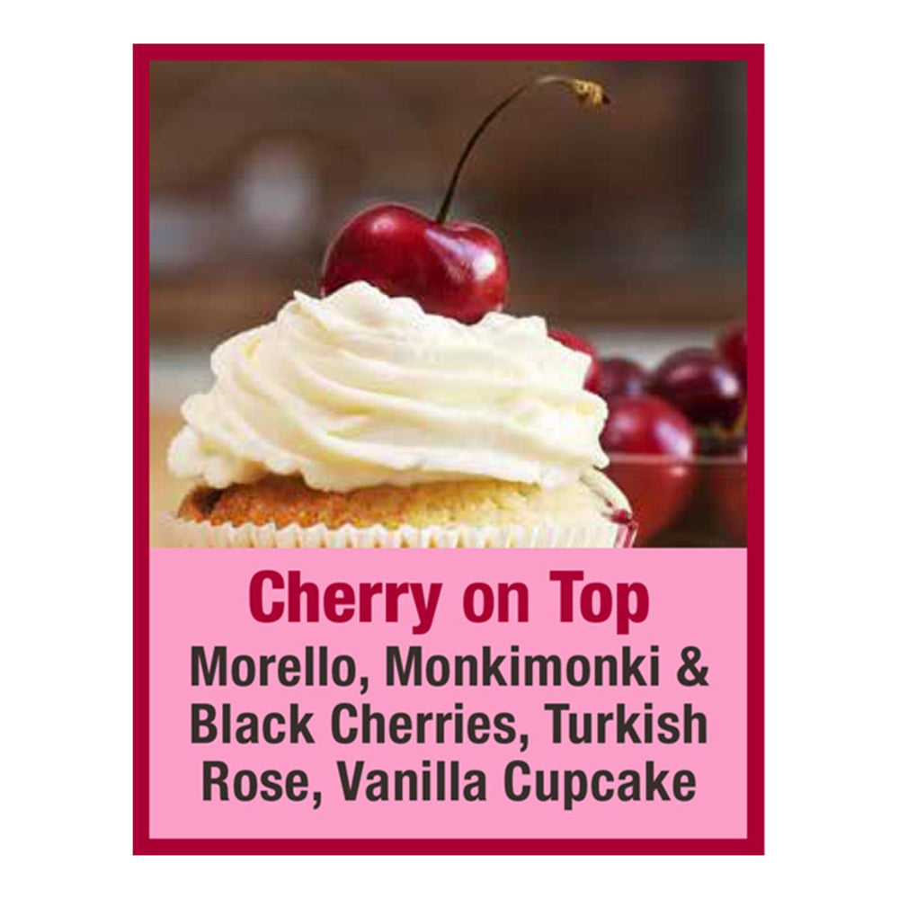 
                  
                    Tweak'd by Nature Cherry on Top scent profile; Morello, Monkimonki and Black Cherries, Turkish Rose, Vanilla Cupcake
                  
                