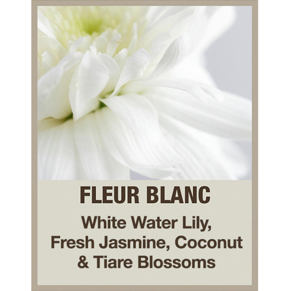 
                  
                    Tweak'd by Nature Fleur Blanc scent profile; white water lily, fresh jasmine, coconut and tiare blossoms. 
                  
                