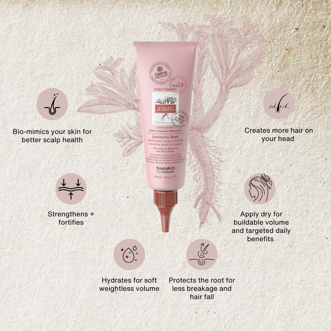 Strengthen, protect and hydrate your hair with Rare Treasures Jatamansi Root Scalp Therapy Soothing Leave-On Serum